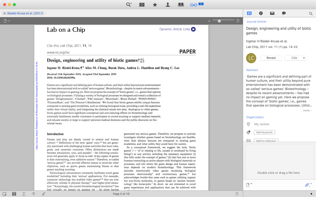 Screenshot of Papers Opening PDF from Library using Citation Link