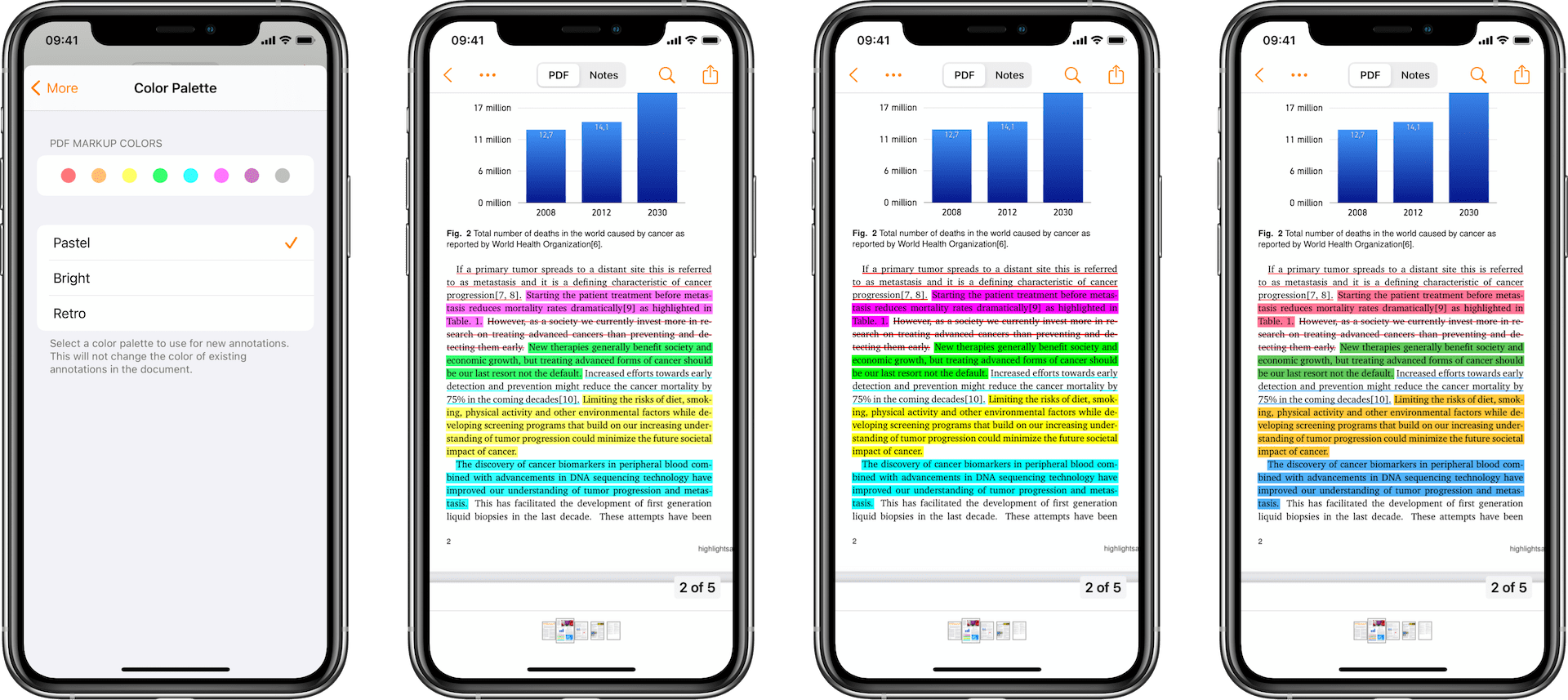 The new color palette setting for PDF markup