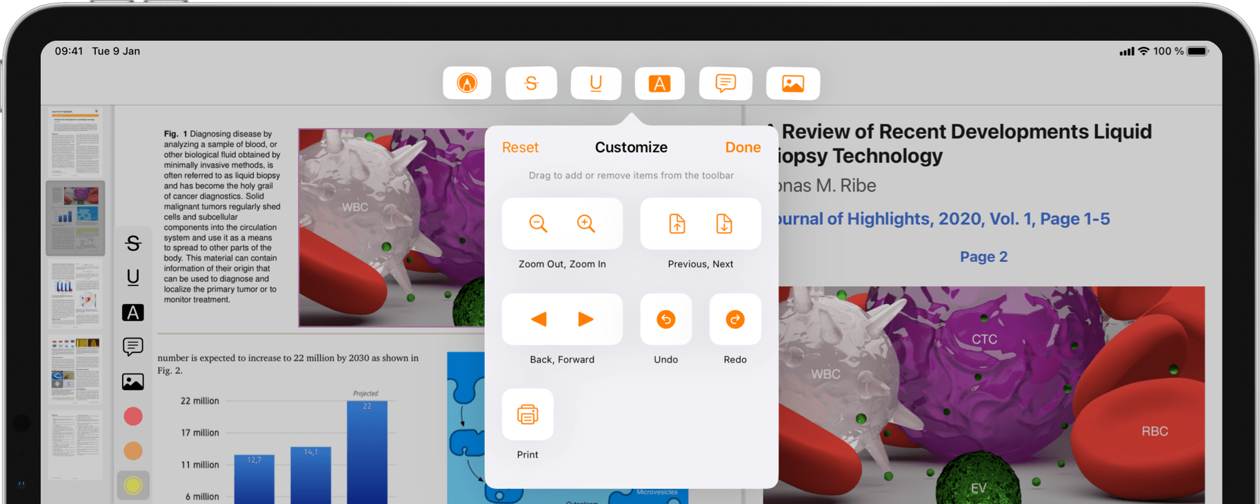 The new customizable toolbar in Highlights on iPadOS 16