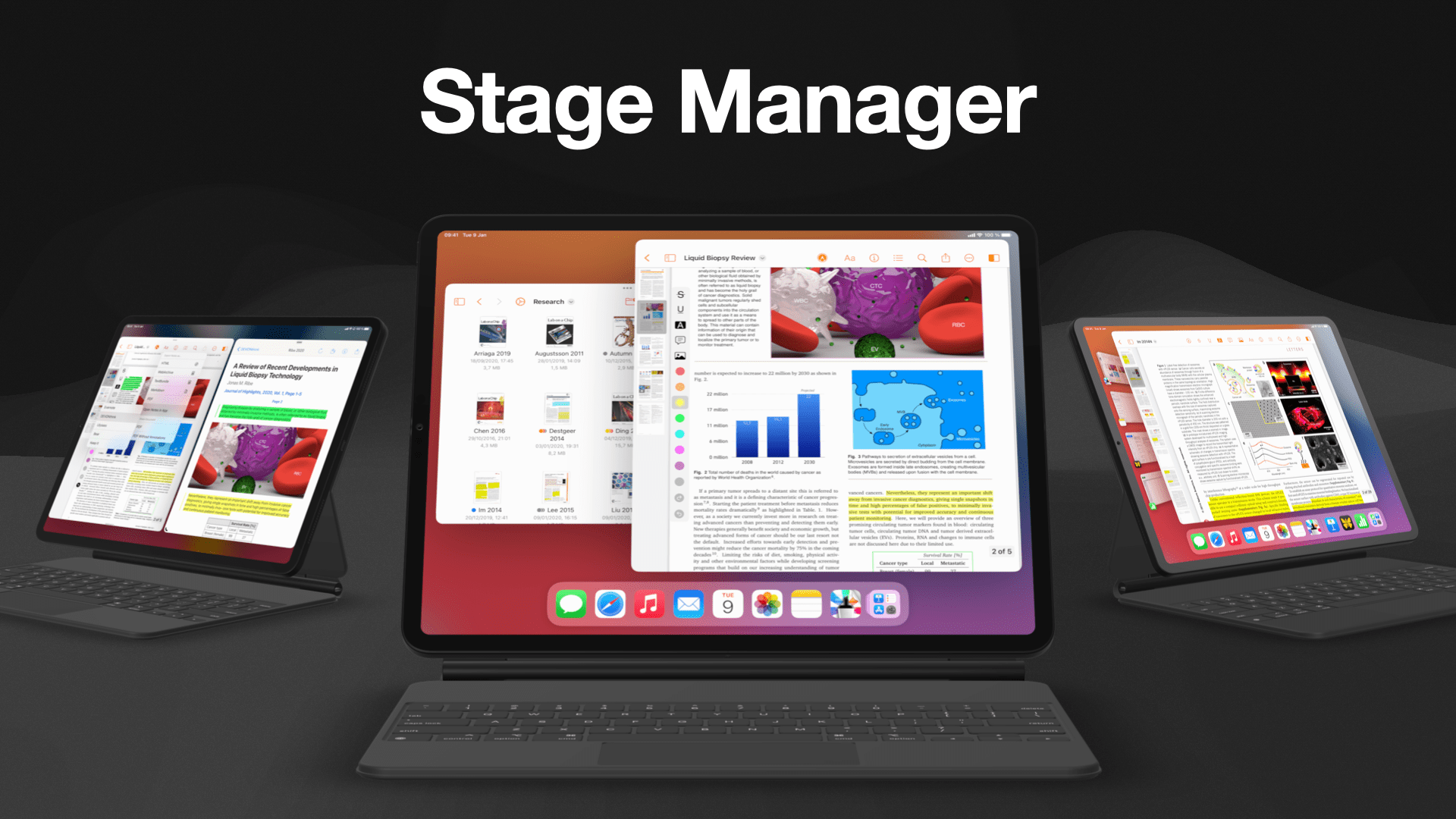 Highlights in different Stage Manager configurations on iPadOS 16