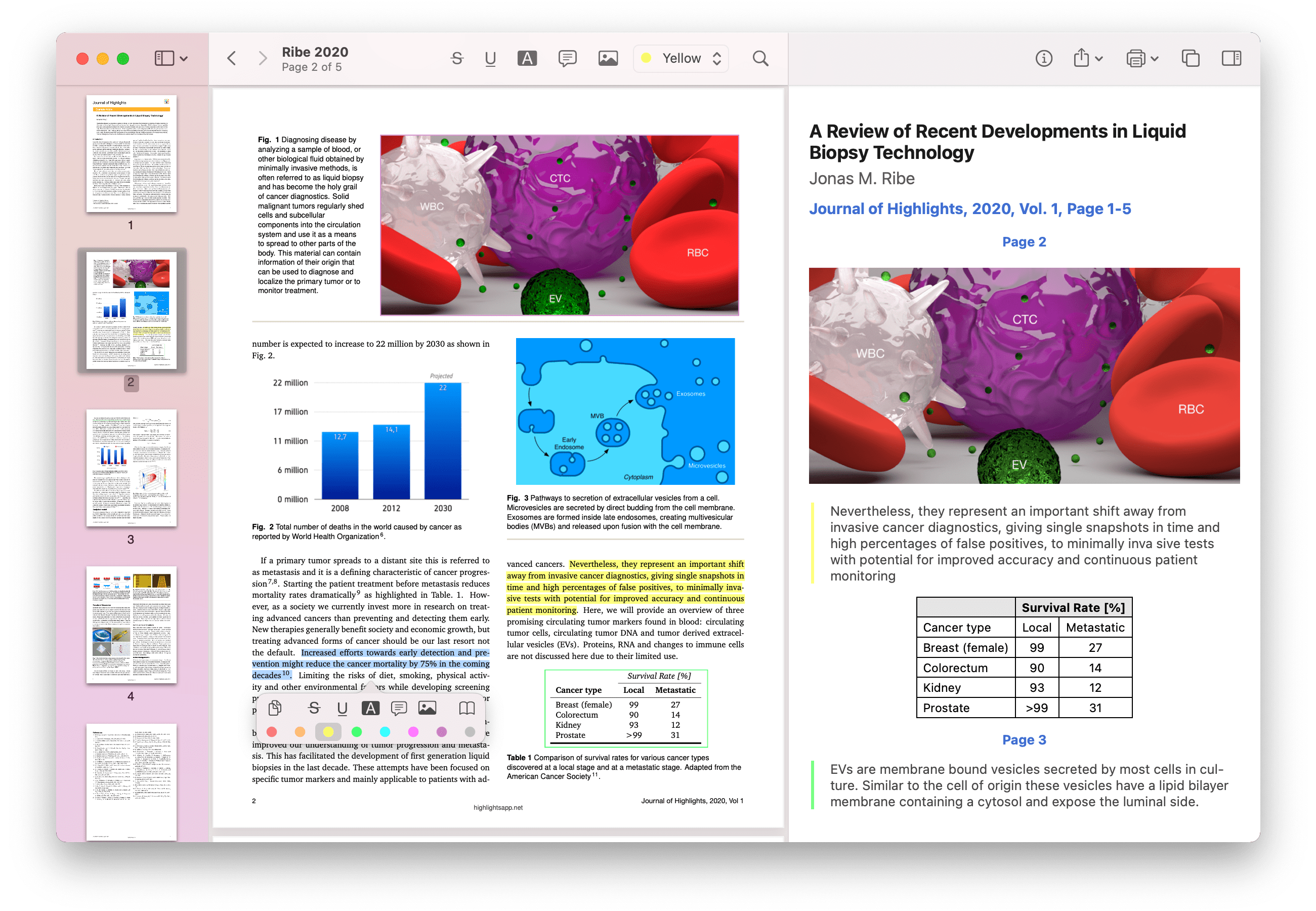 The new color palette setting for PDF markup