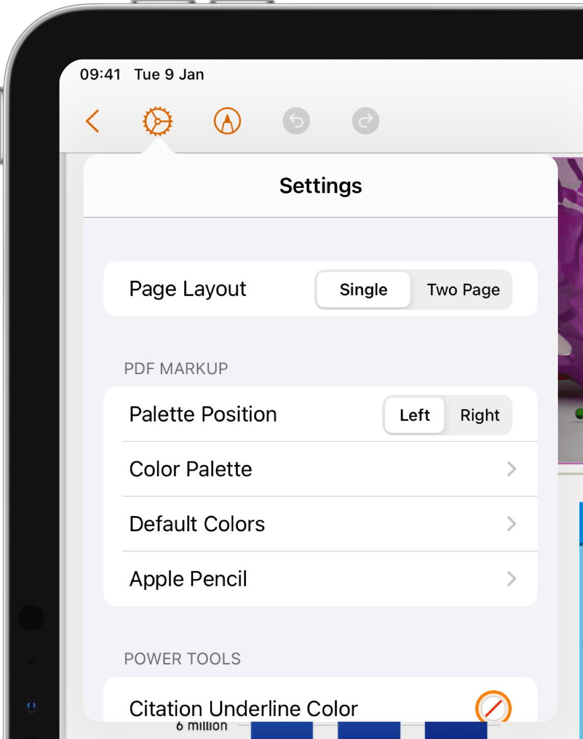 Document settings popover