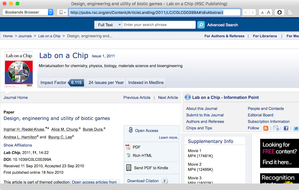 Screenshot of Papers Opening Built-in Browser using Citation Link