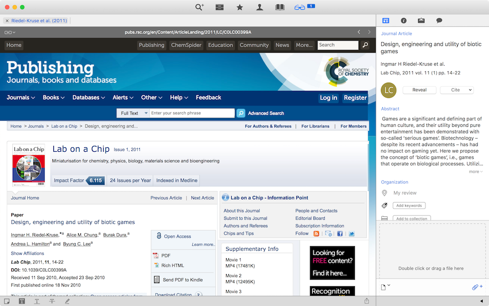 Screenshot of Papers Opening Built-in Browser using Citation Link