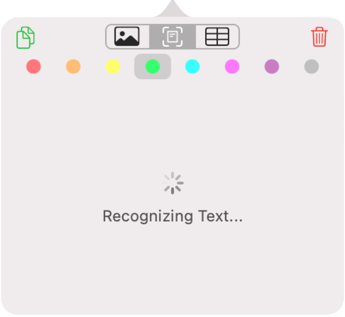 Annotation popover processing text recognition